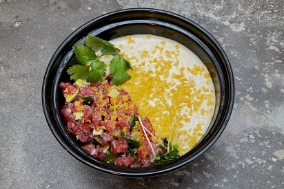 Beef tartare with miso mayo and cured yolk